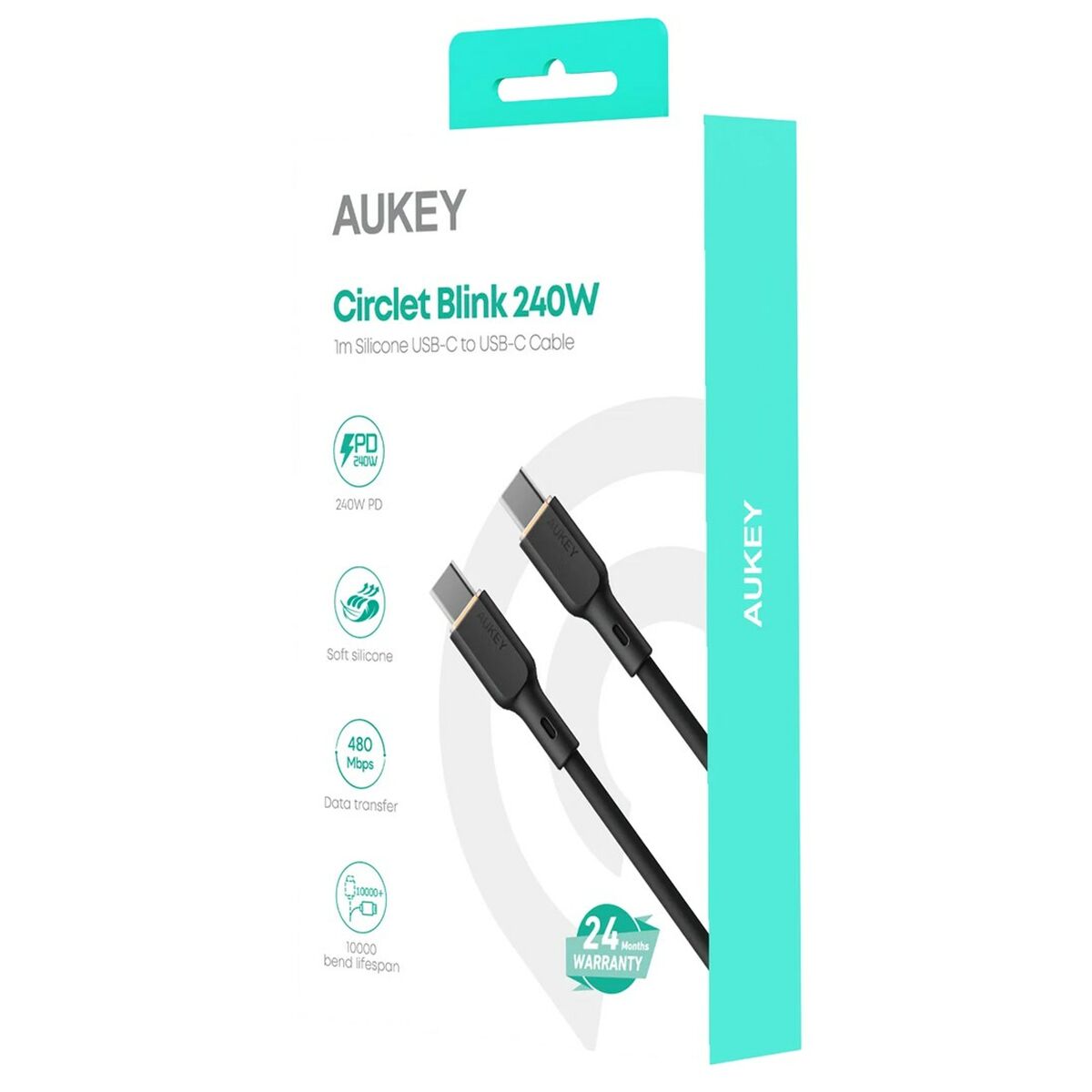 USB kábel Aukey CB-SCC241 Čierna 1 m 240 W